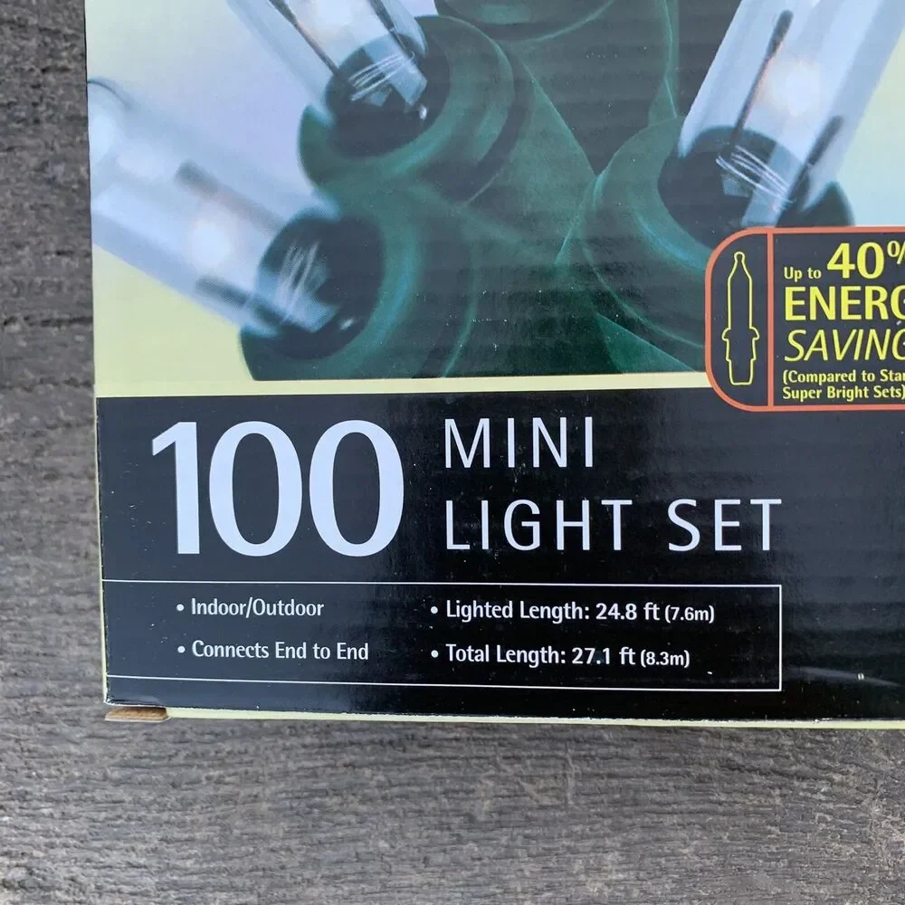 Lot of 3 100 Mini Lights Clear 27.1 Feet Indoor Outdoor Green Wire
